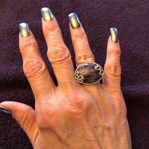 Silver and gemstone ring